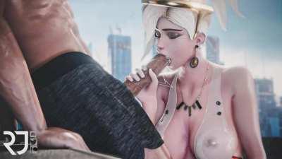 Mercy blowjob at the pool (Ronin) [Overwatch]
