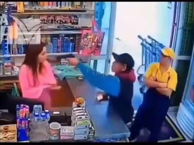 An idiot attempts to rob a store