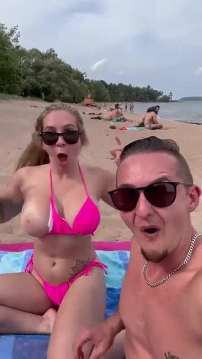 Showing off his property