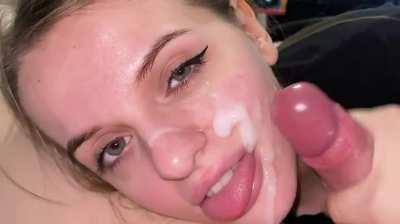 He uses her Beautiful Face to drop His Load 💦🥵