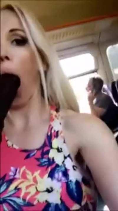 busty babe's shenanigans on a train