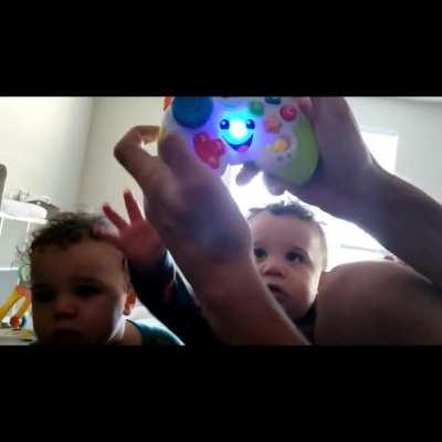 Easter-egg found using an old school cheat code on a baby's toy.