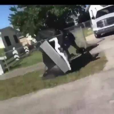 Dropkicking an old TV