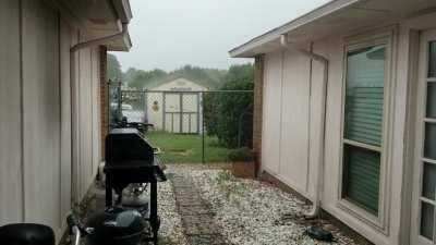 Love the sound of rain on our outdoor rug.