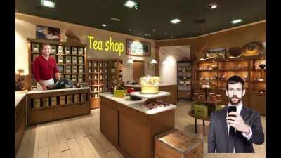 rob in a tea shop. what will he do