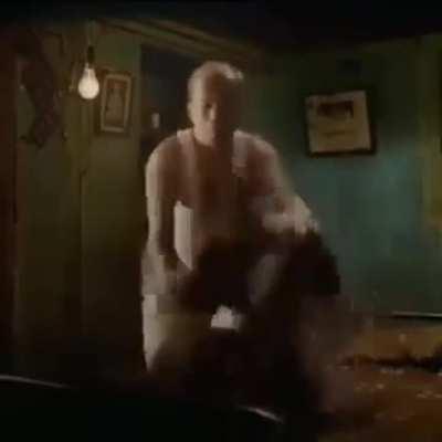 Shaking the wife as she is sick