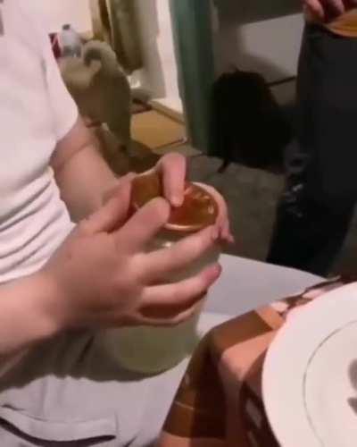 To open a jar with your elbow