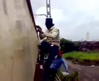 Indian train surfing