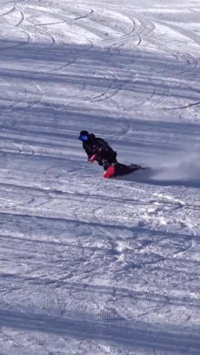 Japanese snowboarder Kento showing his carving skills