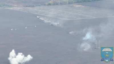 RU pov: A column of at least 11 armoured vehicles retreats after a vehicle is hit and destroyed