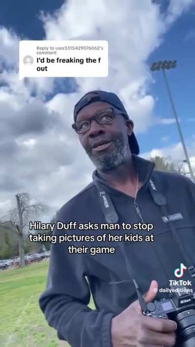 Hillary Duff confronts man taking pictures of her kids at a youth sports game 