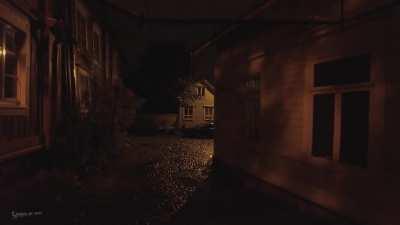 Lonesome walk in Old Porvoo after midnight in the pouring rain - FINLAND