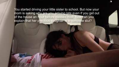 [B/S] She always arrives late for school because she swallows every last drop.