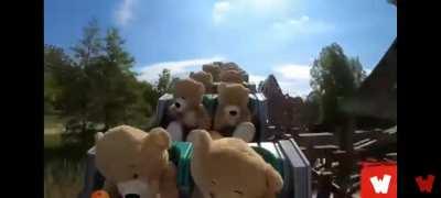 Stuffed bears riding a roller coaster in the Netherlands