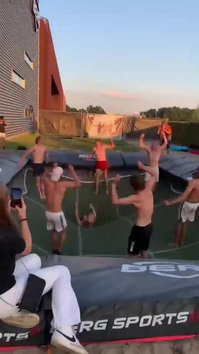 Young man turned into a rotisserie chicken