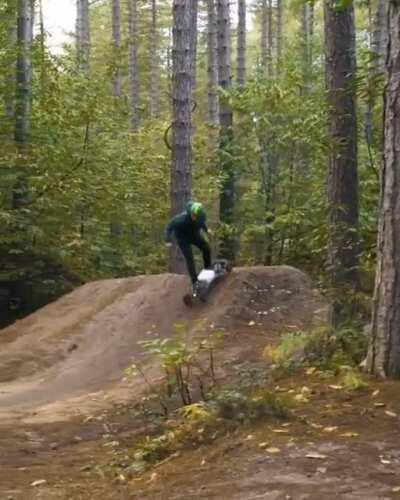 Dual backflips on an electric mountainboard