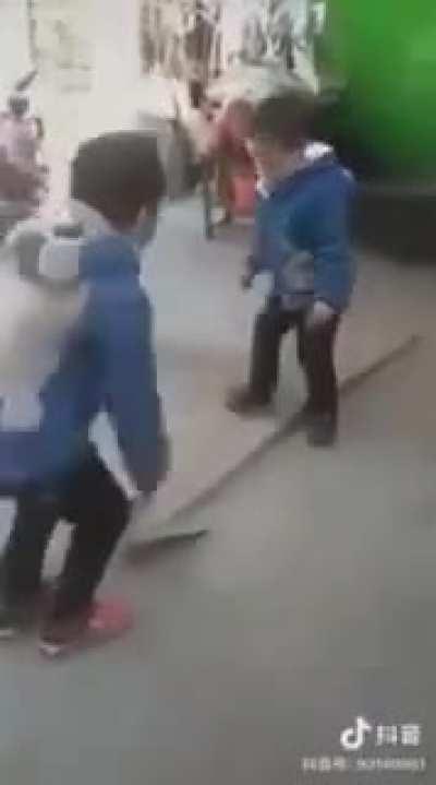 Trying to castrate his friend with a shovel