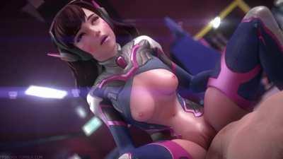 D.va beating the high score in the arcade (FPSBLYCK)