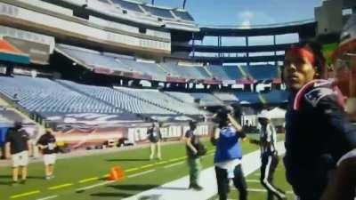 [Highlight] After today’s win Dolphins players try to grab Cam Newtons chains