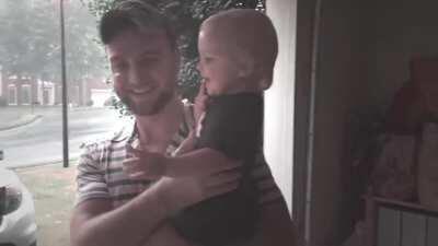 Experiencing her very first summer rain