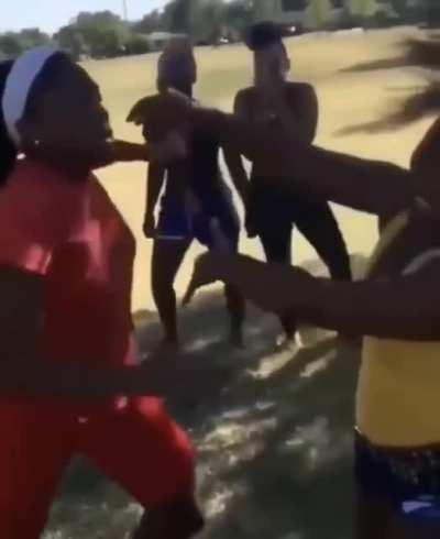 Woman connects every punch