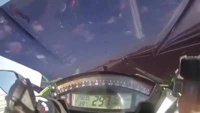 Crash at 300 km/h on a motorcycle.