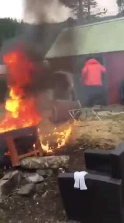 Regrets trying to blow the fire out