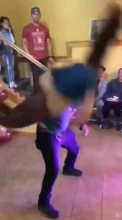 This couple at a family party giving everyone a show with their dancing abilities.