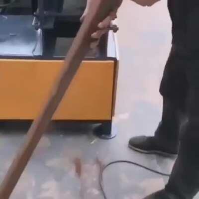 Turning a circular pipe into a square one