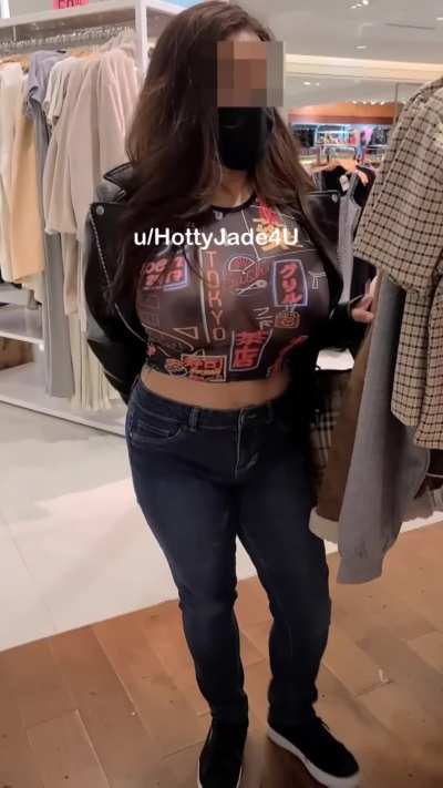 My big areolas shopping in sheer