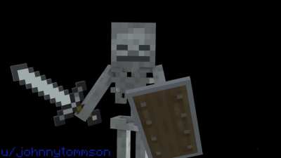 l animated the skeleton banging shield gif
