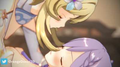Keqing & Lumine frotting until climax (Artist: OrangeDonut33)