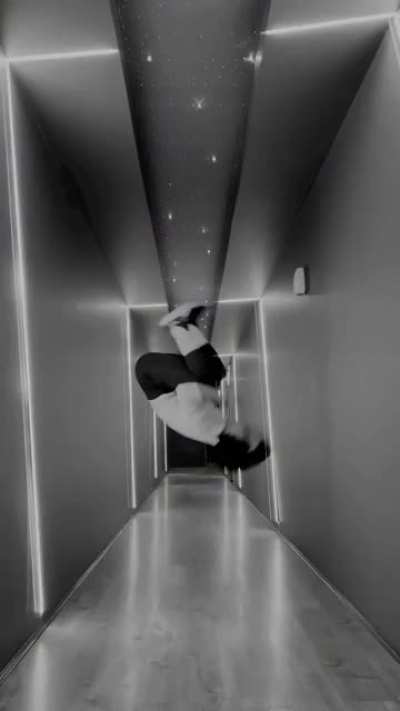 hallway backflipping