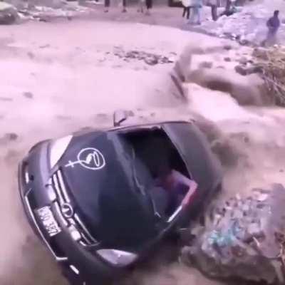 driving through strong flow of water