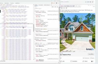 Facebook obfuscates the word 'Sponsored' with random letters so ad-blockers can't recognize the word