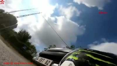 Driving really fast in the heavy traffic.