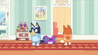 Bluey and Bingo dance to Chop Chop Master Onion (Parappa the Rapper)