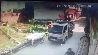 Unaware of power lines.