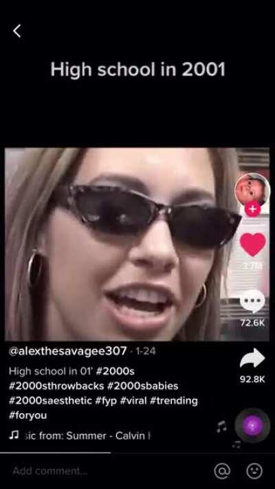 Highschool in 2001. Im a 90s born so I was too young my highschool was 2005-2009. 80s born millennials this is you