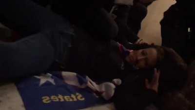 Shots are fired by police inside the US Capitol building