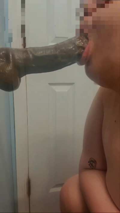 (F20) gagging on my new BBC dildo