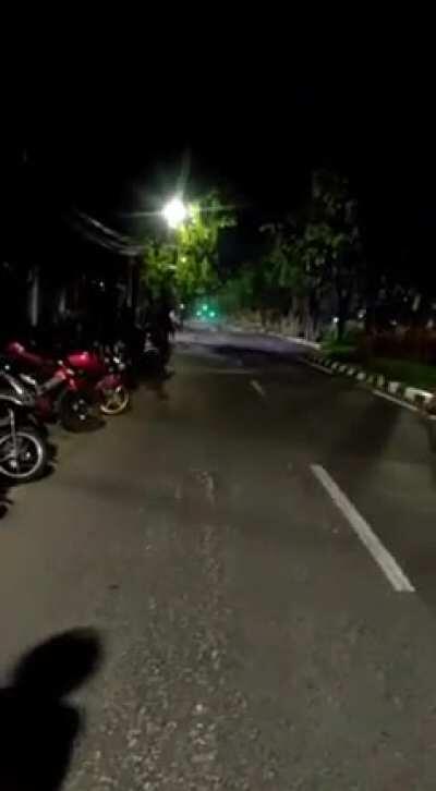 racing gone wrong. wear a helmet