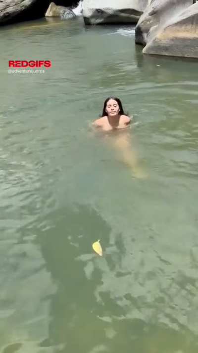 Enjoying a dip in the river