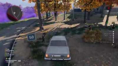 Was playing Outbreak with friends and I wanted to see what would happen if I parked the car underneath the golden chest. My friend who was unaware of my plan got in the car to shift it. Then this happened...