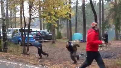 Falcon training with the shield