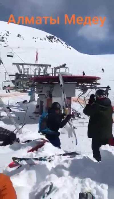 Ski lift in Almaty, Kazakhstan got broken