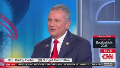 TAPPER: Where is President Trump right now? REP. BUDDY CARTER: He's in Asia. He's negotiating trade deals. He's negotiating world peace. TAPPER: Well, he's at Mar-a-Lago technically right now.
