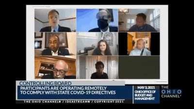 This Ohio State Senator used a Zoom background of his home office while driving... while debating a bill for harsher penalties for distracted driving