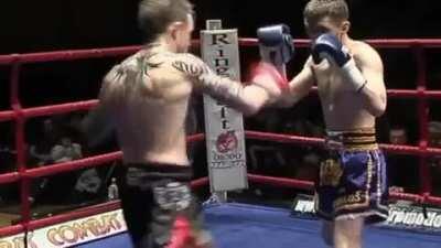 Damien Trainor showing everyone how to respond to getting kicked by Andy Howson.