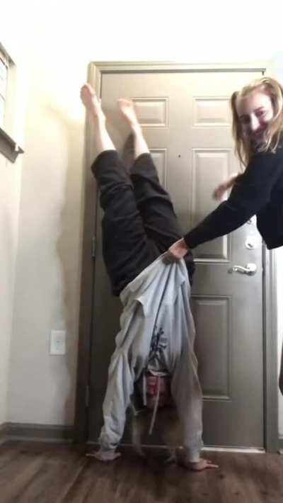 24yo Daughter and Mom Handstand Nipslips